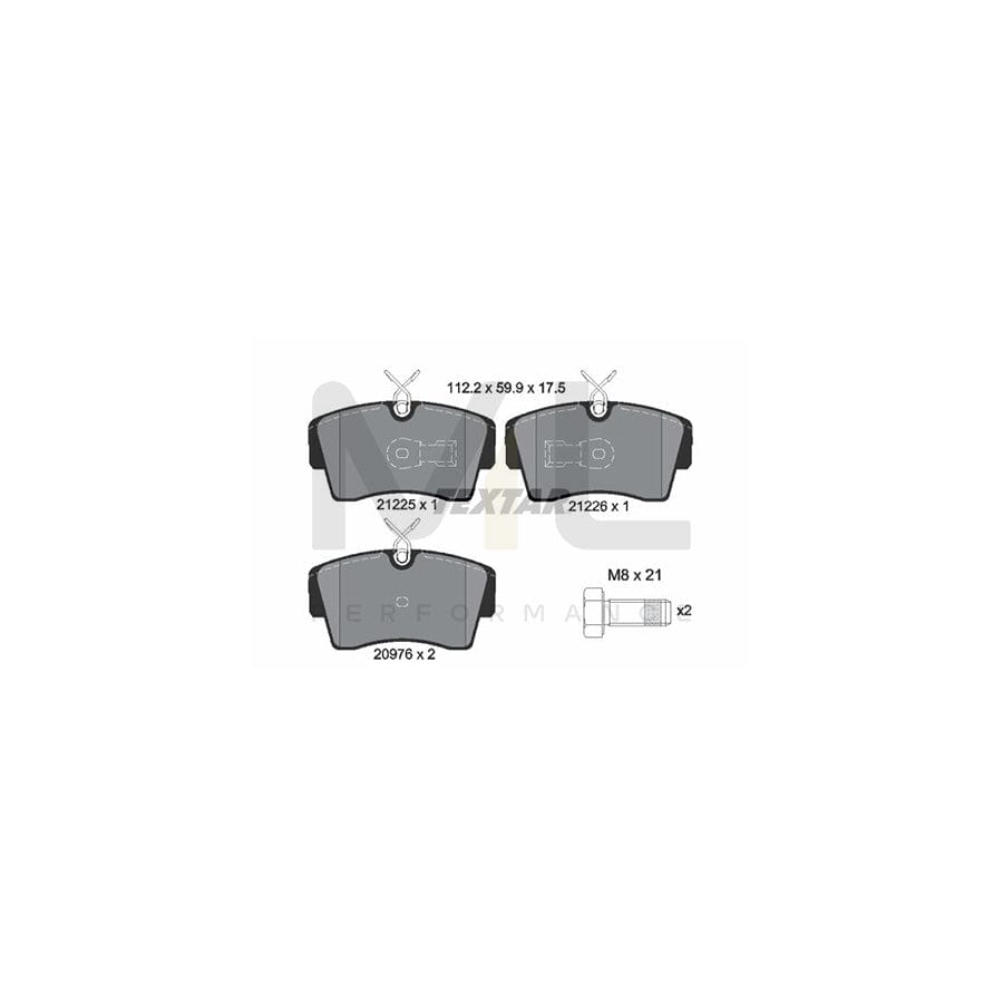 TEXTAR 2122503 Brake pad set prepared for wear indicator, with brake caliper screws