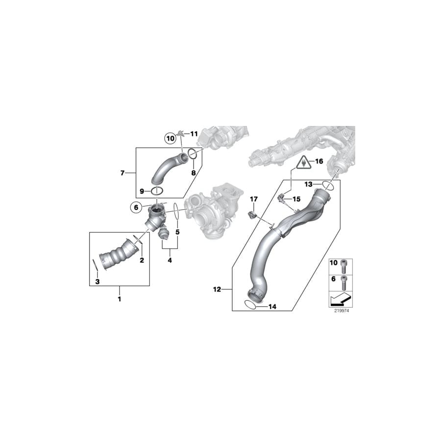 Genuine BMW 11617805401 F11 F07 F10 Charge Air Line (Inc. 640d, 740dX & 740d)