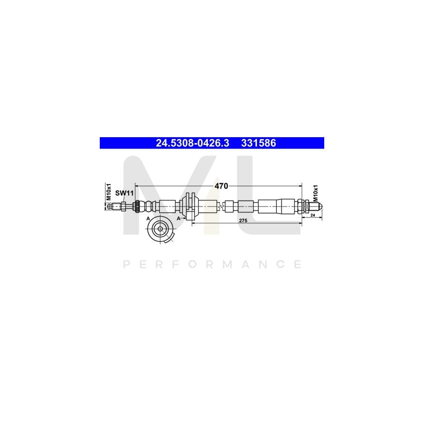 ATE 24.5308-0426.3 Brake Hose for FORD KA Hatchback (RB) 470mm