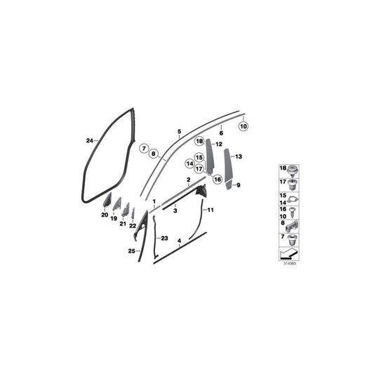 Genuine BMW 51337201292 Cover, Mirror Baseplate, Inner Right (Inc. 550iX 4.4, 550iX 4.0 & 550i)