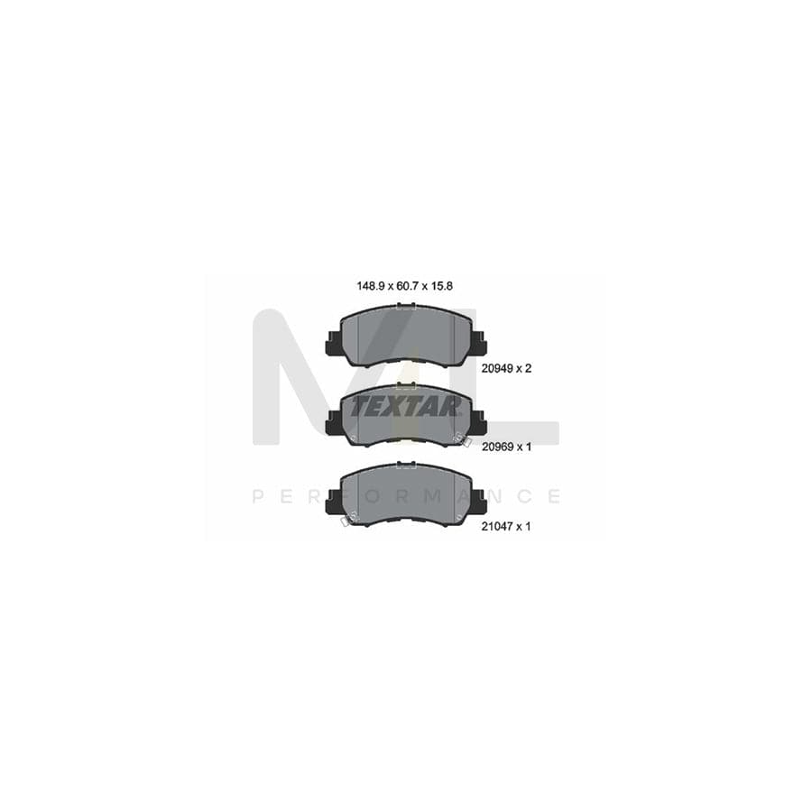 TEXTAR 2094901 Brake pad set for MITSUBISHI Eclipse Cross (GK_) not prepared for wear indicator
