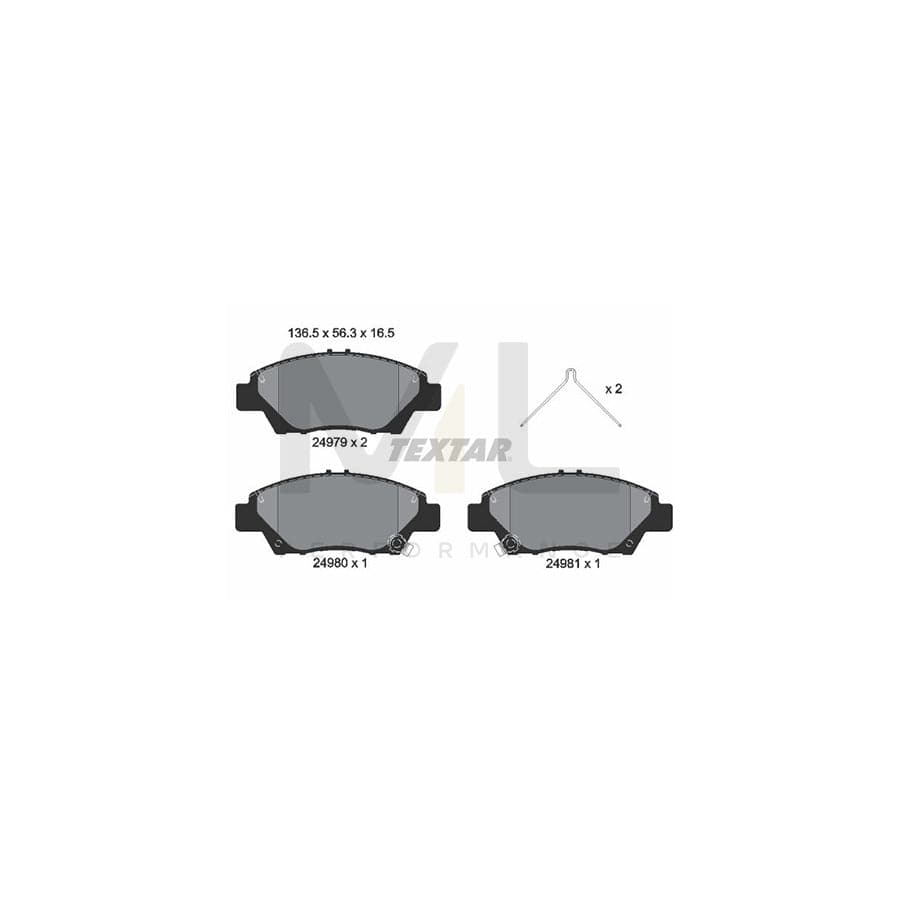 TEXTAR 2497901 Brake pad set with acoustic wear warning