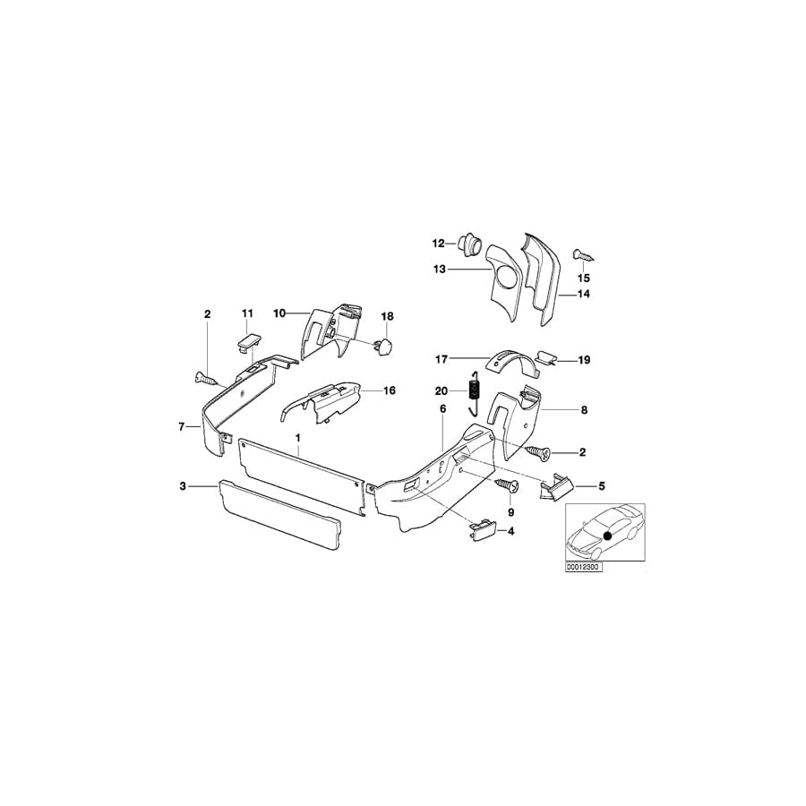 Genuine BMW 52108118509 E31 Covering Inner Left SILBERGR.DUNKEL (Inc. 840i, 850CSi & 850Ci)