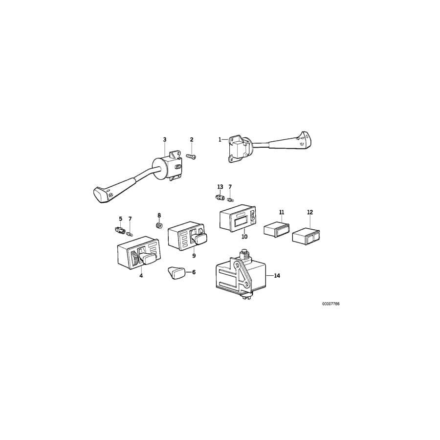 Genuine BMW 61311377081 E28 Switch Turn Signal,Dip-Dim Control (Inc. 525i, 524d & 520i)