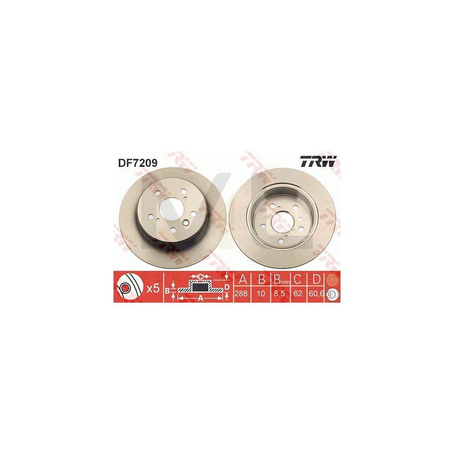 TRW DF7209 Brake Disc Solid, Painted  - 1 piece