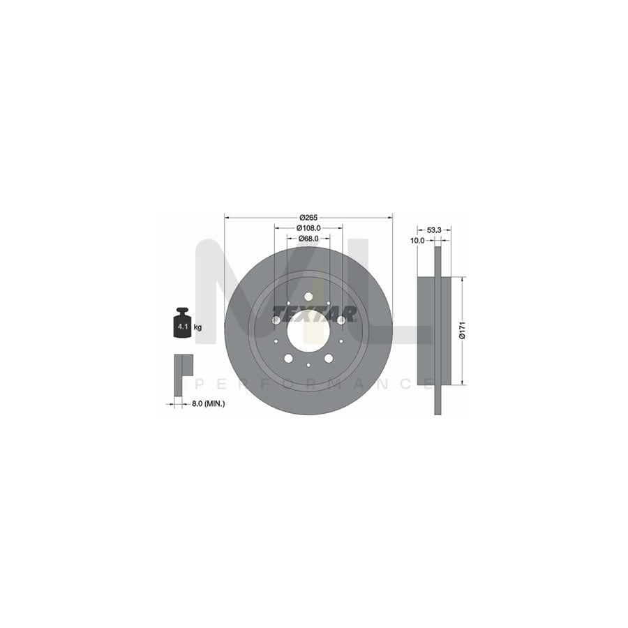 TEXTAR 92051400 Brake Disc Solid, without wheel hub, without wheel studs  - 1 piece