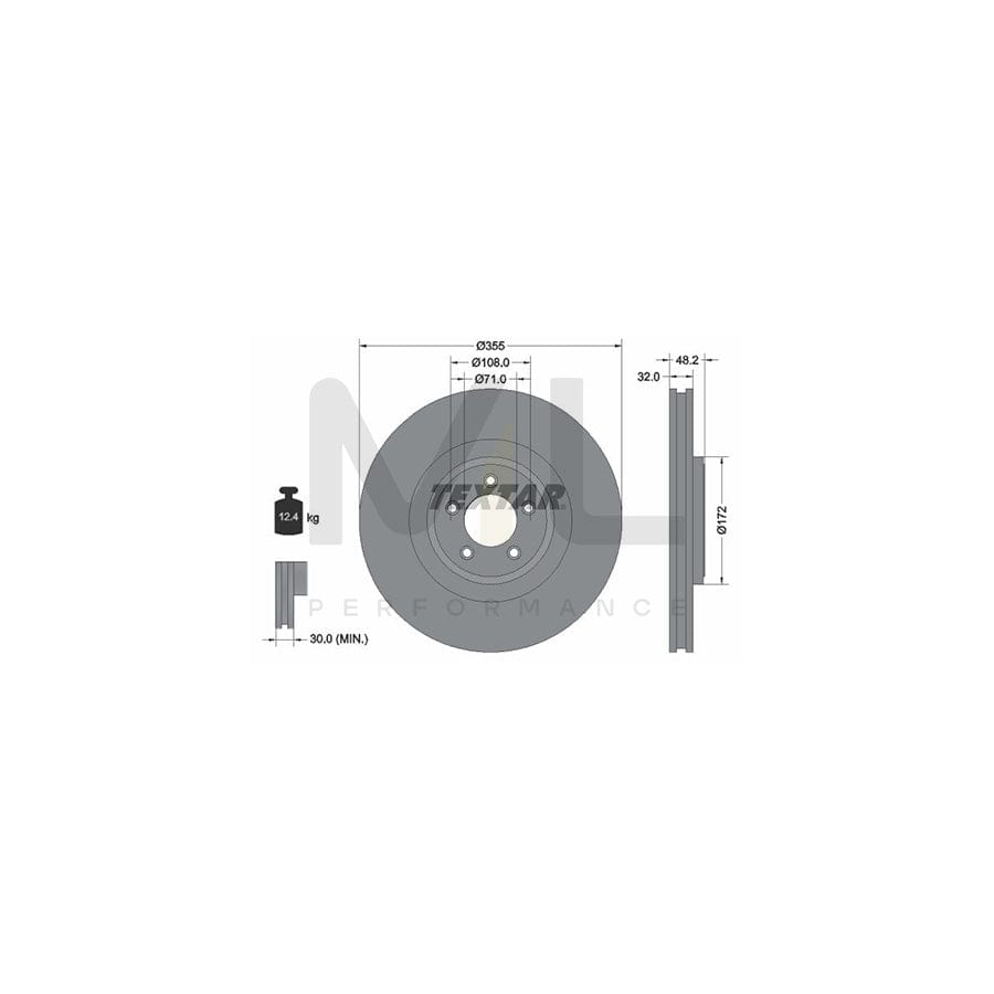 TEXTAR PRO+ 92186305 Brake Disc Internally Vented, Coated, High-carbon, without wheel hub, without wheel studs  - 1 piece