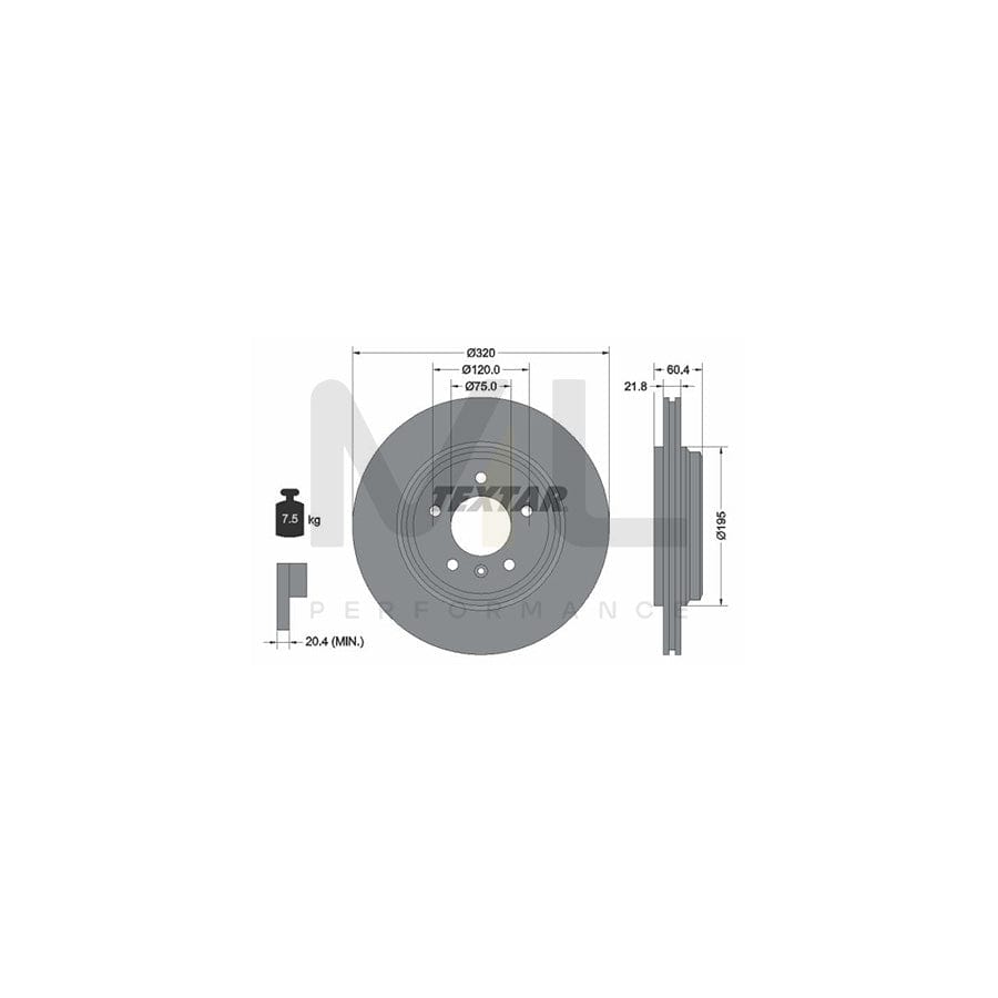 TEXTAR PRO 92107003 Brake Disc for BMW 3 Series Externally Vented, Coated, without wheel hub, without wheel studs  - 1 piece