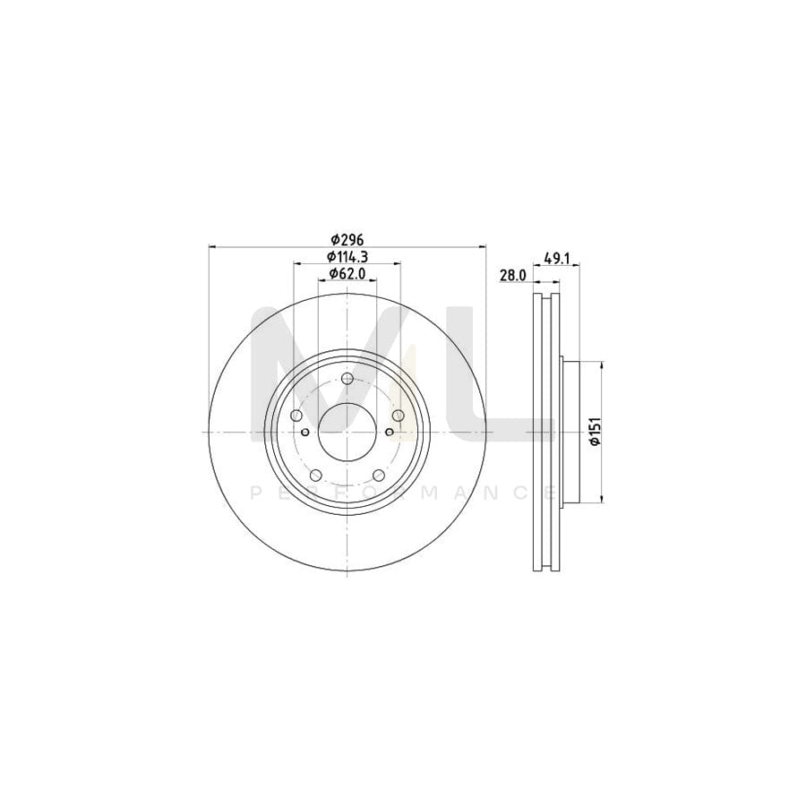 HELLA PRO 8DD 355 115-981 Brake Disc Internally Vented, Coated, without wheel hub, without wheel studs | ML Performance Car Parts