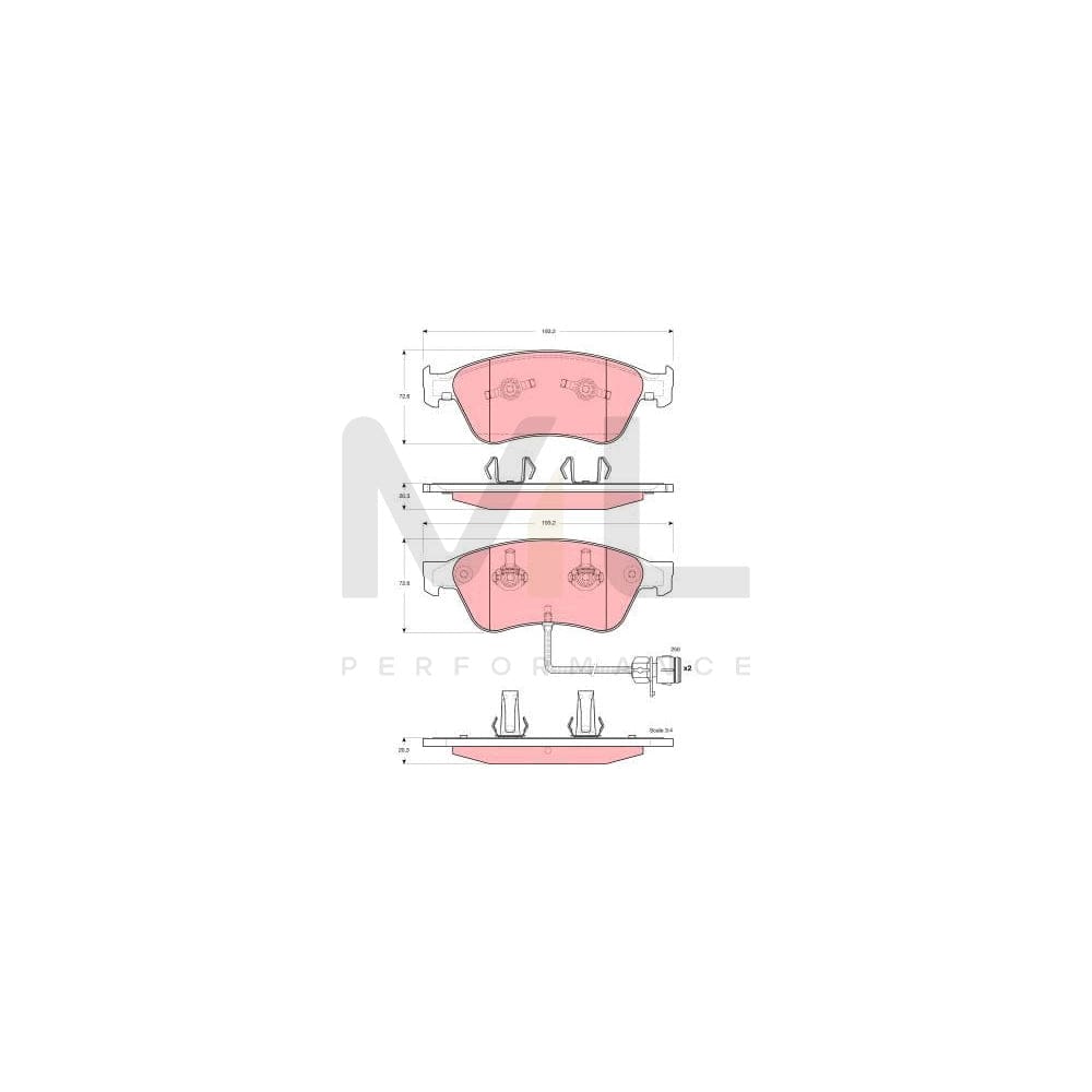TRW Gdb1598 Brake Pad Set For Audi A8 D2 (4D2, 4D8) Incl. Wear Warning Contact