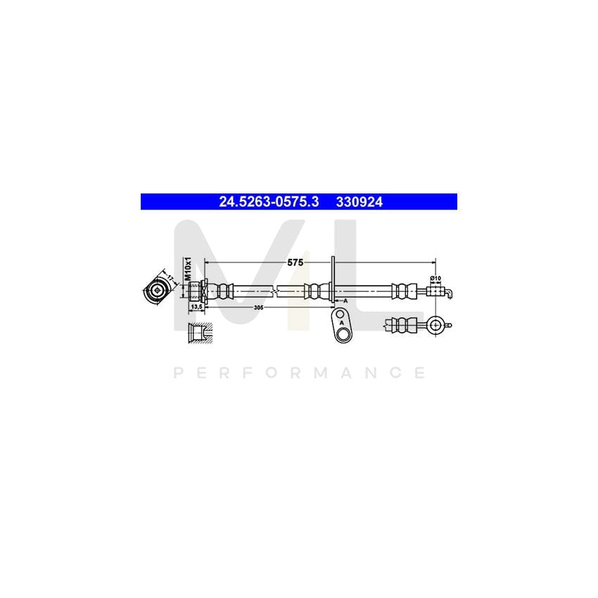 ATE 24.5263-0575.3 Brake Hose 575mm, M10x1