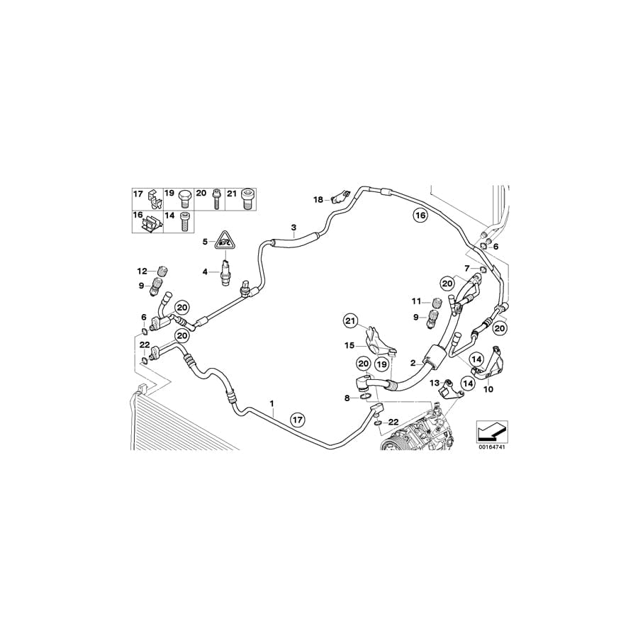 Genuine BMW 64509209728 E82 E88 Pressure Hose,Condenser,Evaporator (Inc. 135i & M Coupé)