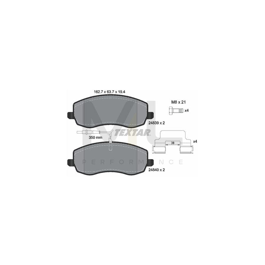 TEXTAR 2483901 Brake pad set with integrated wear warning contact