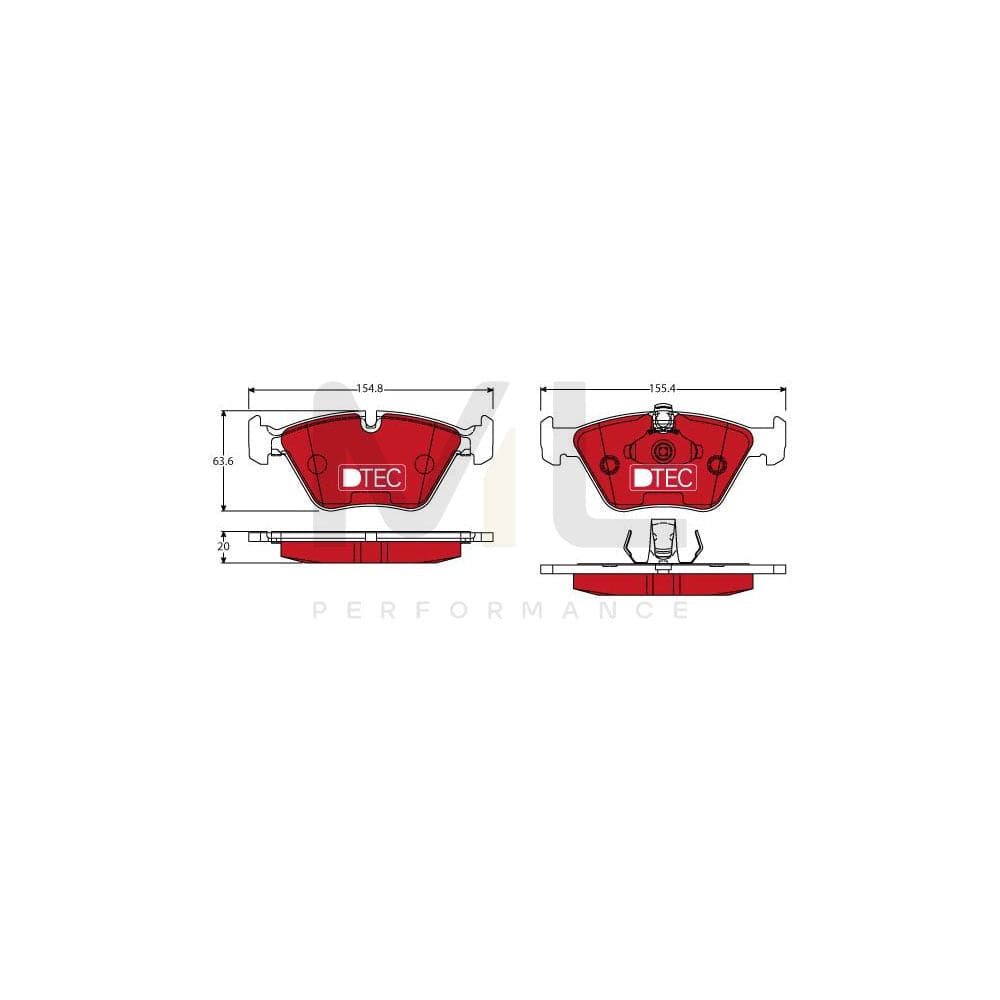TRW Dtec Cotec Gdb1404Dte Brake Pad Set Prepared For Wear Indicator