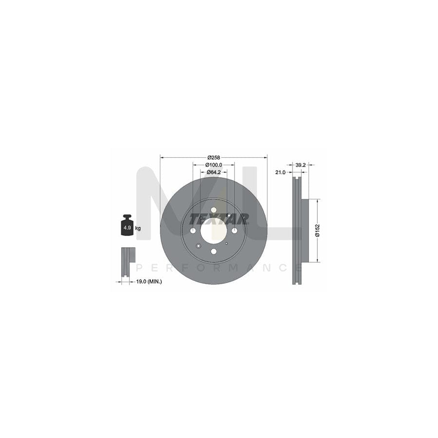 TEXTAR PRO 92165903 Brake Disc Internally Vented, Coated, without wheel hub, without wheel studs  - 1 piece