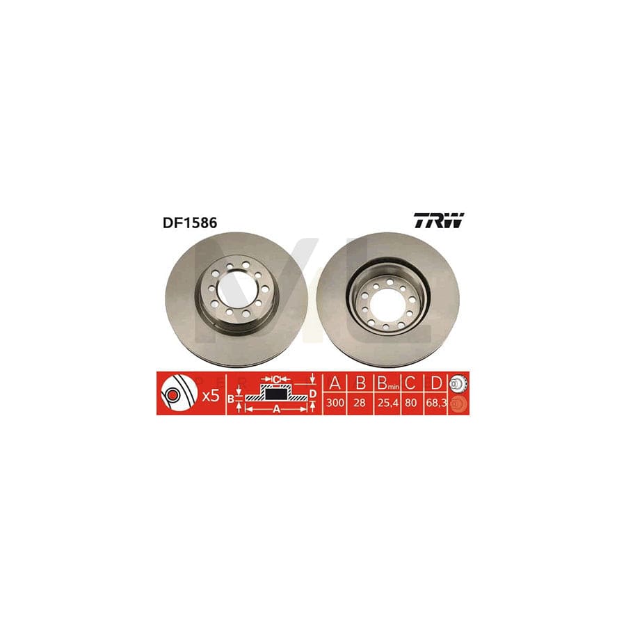 TRW DF1586 Brake Disc suitable for MERCEDES-BENZ S-Class Vented, Painted  - 1 piece