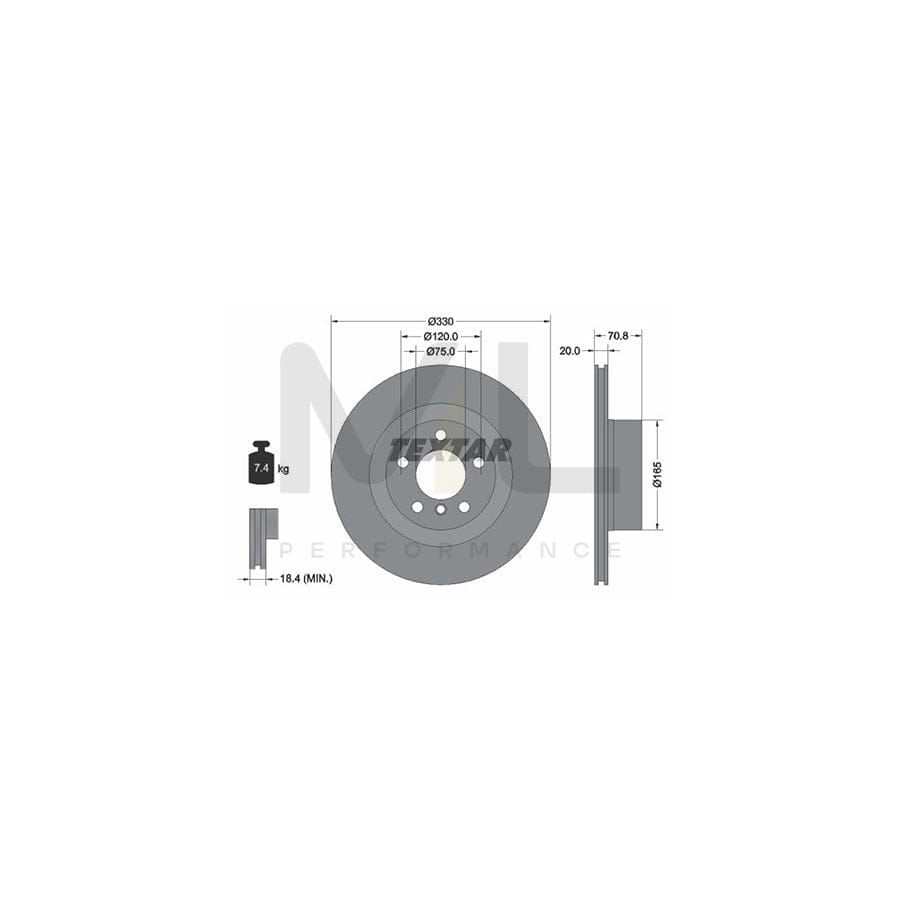 TEXTAR PRO 92256303 Brake Disc Internally Vented, Coated, without wheel hub, without wheel studs  - 1 piece