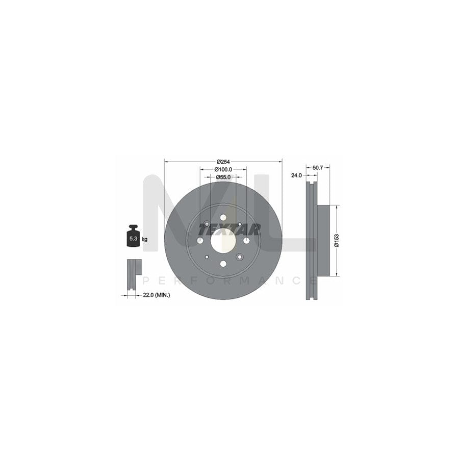 TEXTAR 92147000 Brake Disc for KIA RIO Internally Vented, without wheel hub, without wheel studs  - 1 piece