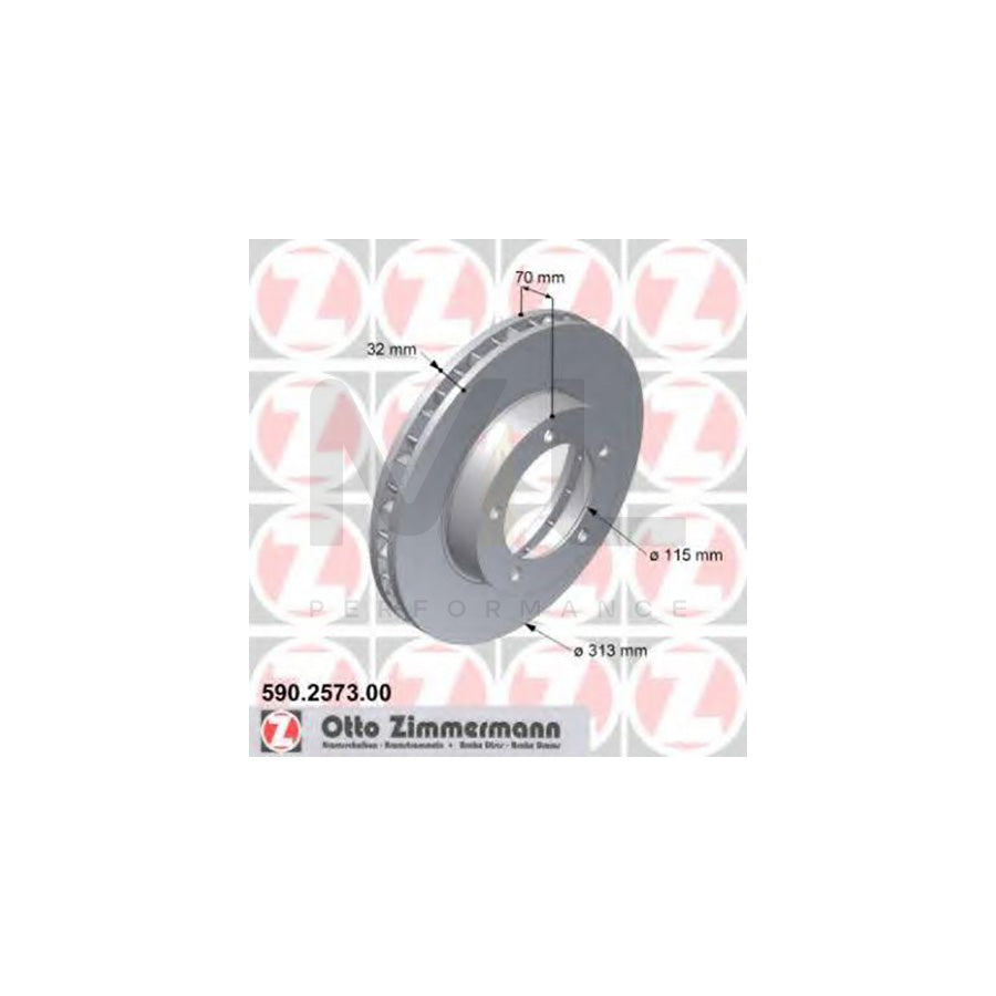 ZIMMERMANN 590.2573.00 Brake Disc for TOYOTA Land Cruiser Amazon (J100) Internally Vented  - 1 piece