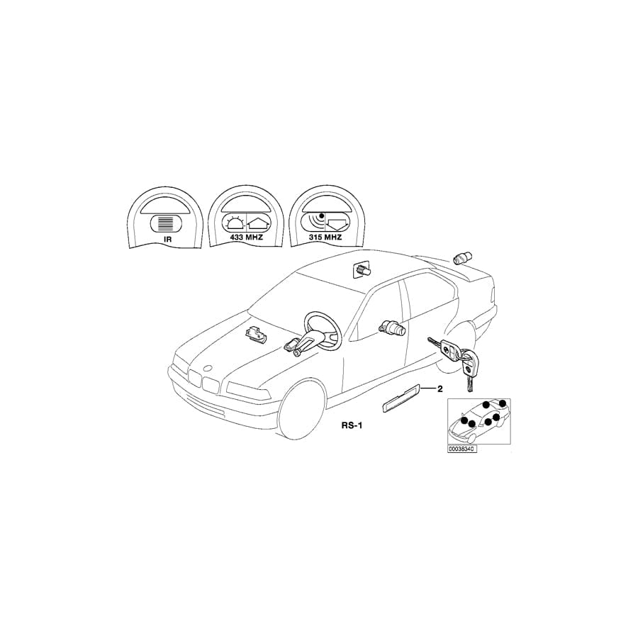 Genuine BMW 51211000210 E36 Set Unif.Lock.Syst.W/Ews Ctrl Unit(Code) (Inc. Z3)