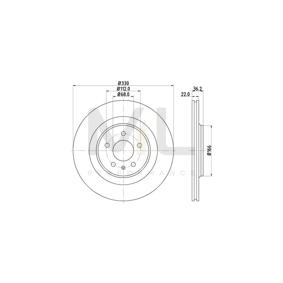 HELLA PRO High Carbon 8DD 355 128-741 Brake Disc Externally Vented, Coated, High-carbon, without wheel hub, without wheel studs | ML Performance Car Parts
