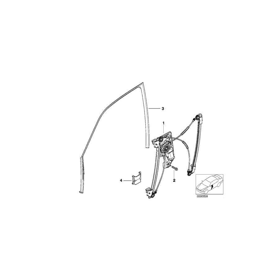Genuine BMW 51338229204 E38 Electr.Window Lifter Front Right (Inc. 728i, 725tds & 735iL)