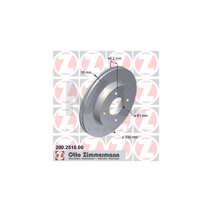 ZIMMERMANN 200.2510.00 Brake Disc for NISSAN ALMERA Internally Vented  - 1 piece