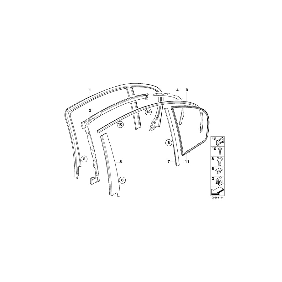 Genuine BMW 51337898144 E61 E60 Finisher Window Frame B-Pillar Rr Door GLANZSCHWARZ (Inc. 530xd, 530d & 525i)