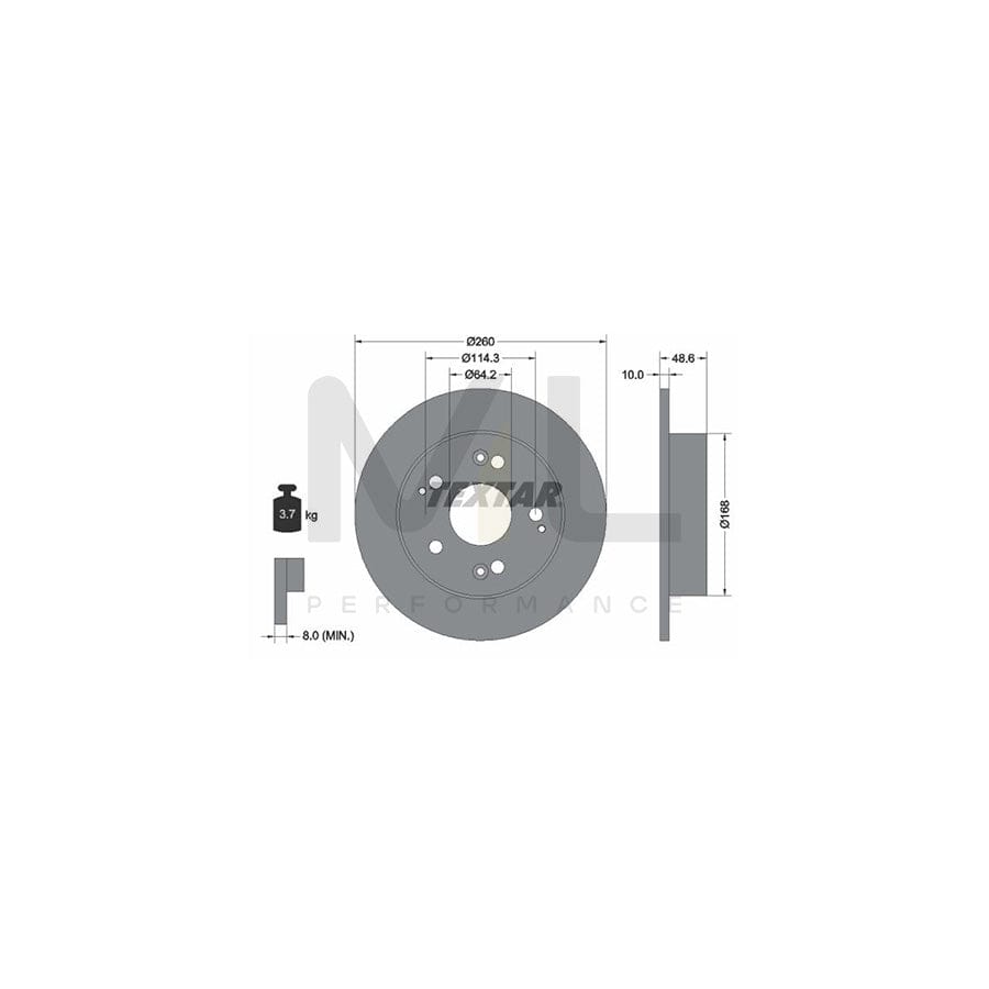 TEXTAR 92125100 Brake Disc for HONDA Civic VII Hatchback (EU, EP, EV) Solid, without wheel hub, without wheel studs  - 1 piece