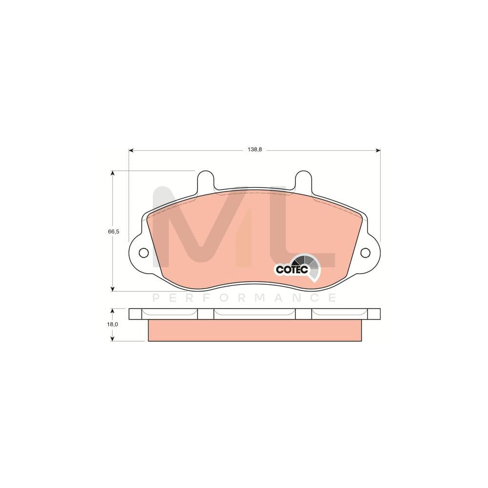 TRW Cotec Gdb1380 Brake Pad Set Not Prepared For Wear Indicator