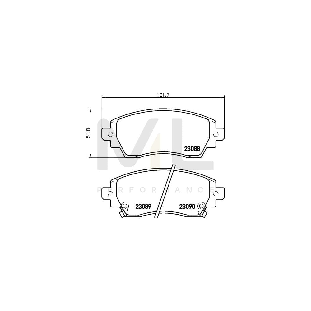 Hella 8DB 355 017-101 Brake Pad Set For Toyota Corolla Viii Liftback (E110) With Acoustic Wear Warning | ML Performance Car Parts