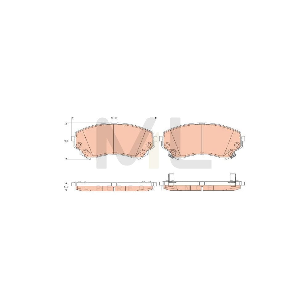 TRW Gdb4456 Brake Pad Set For Cadillac Cts Ii Saloon (Gmx322) With Acoustic Wear Warning