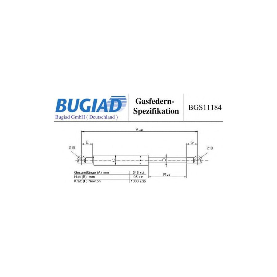 BUGIAD Bgs11184 Tailgate Strut Suitable for Mercedes-Benz E-Class T-Modell (S211)