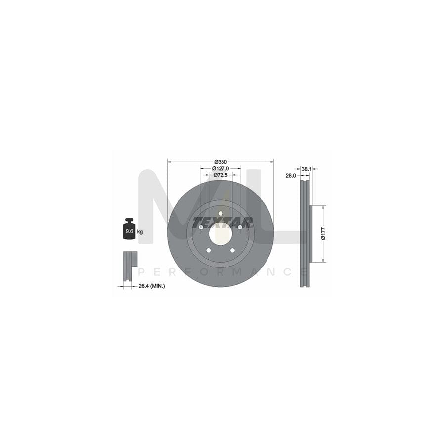 TEXTAR PRO 92278903 Brake Disc Internally Vented, Coated, without wheel hub, without wheel studs  - 1 piece