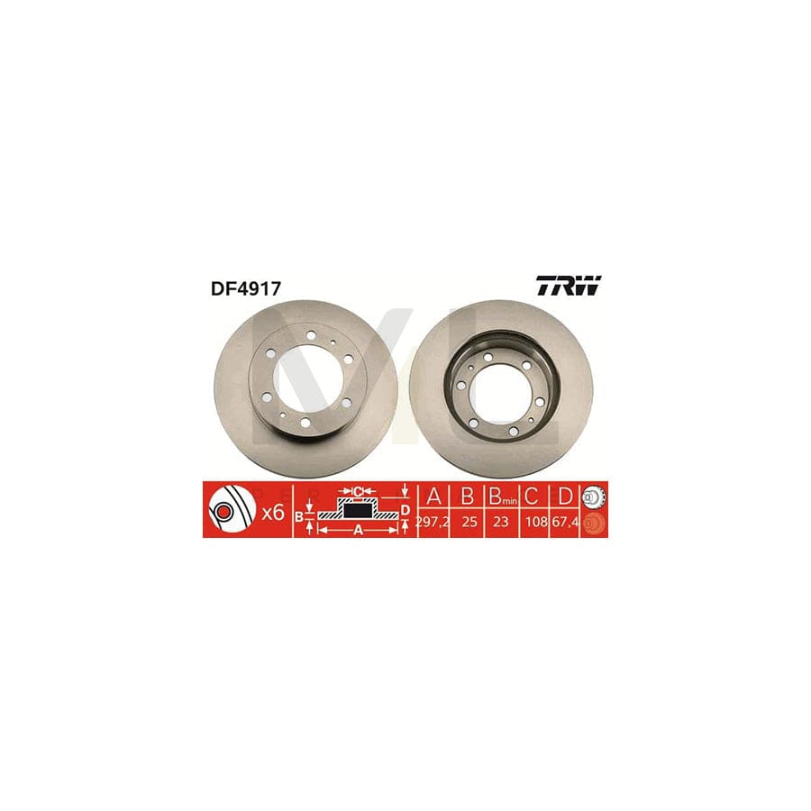 TRW DF4917 Brake Disc Vented, Painted, High-carbon  - 1 piece