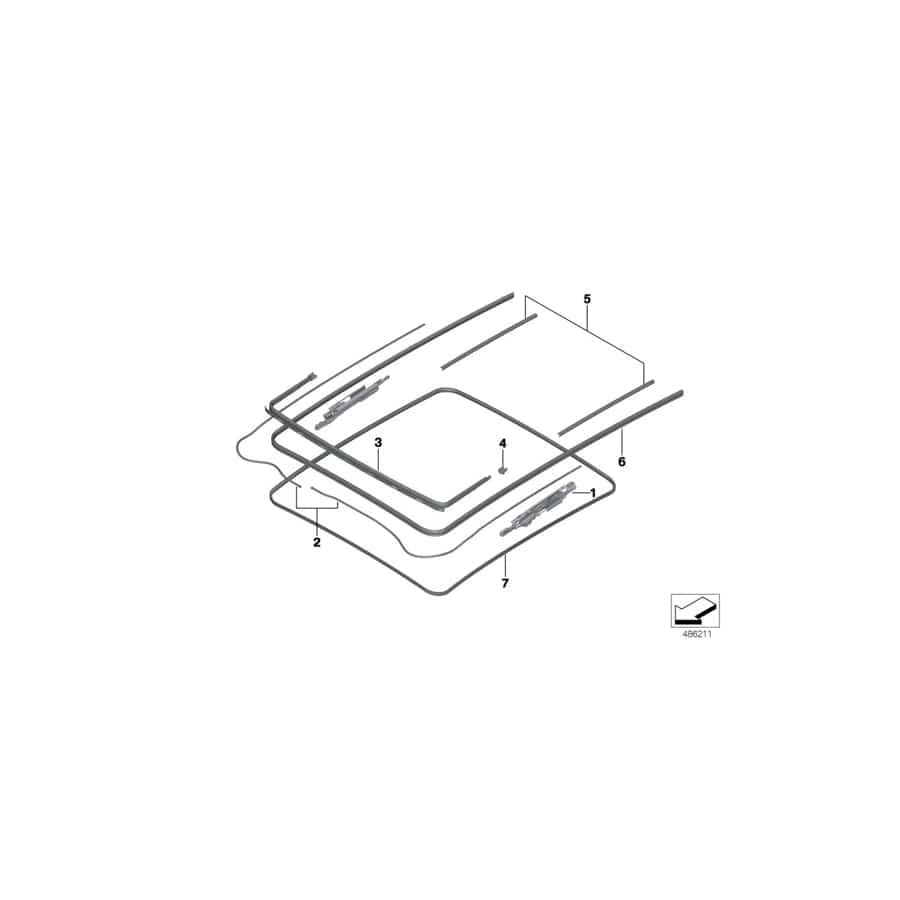 Genuine BMW 54107493151 G07 G01 Set Seal For Glass Slide Roof Panel Rear (Inc. X3 20iX, X7 M50iX & X7 M50dX)