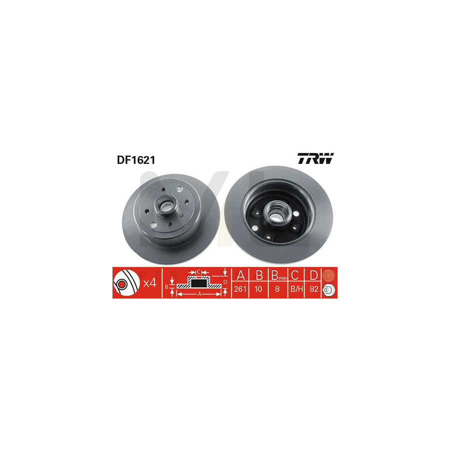 TRW DF1621 Brake Disc Solid  - 1 piece