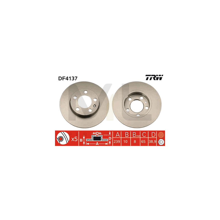 TRW DF4137 Brake Disc Solid  - 1 piece