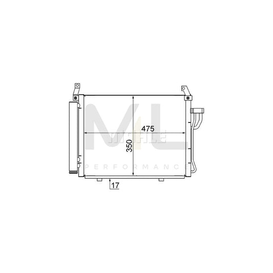 MAHLE ORIGINAL AC 17 000S Air conditioning condenser for HYUNDAI i10 I (PA) with dryer | ML Performance Car Parts