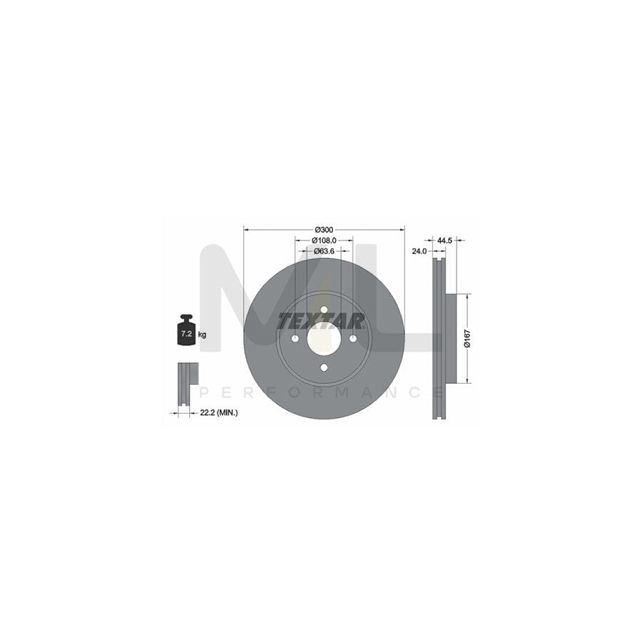TEXTAR PRO 92139903 Brake Disc for FORD FOCUS Internally Vented, Coated, without wheel hub, without wheel studs  - 1 piece