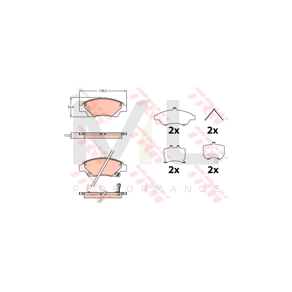TRW Gdb3643 Brake Pad Set For Honda Jazz Hatchback (Gk) With Acoustic Wear Warning, With Accessories
