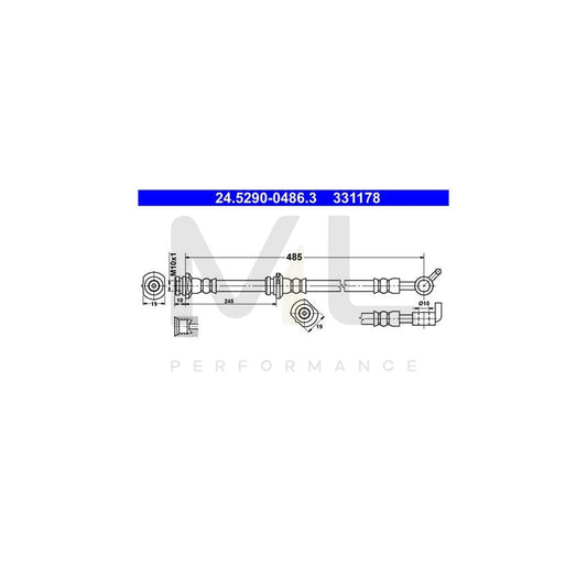 ATE 24.5290-0486.3 Brake Hose for NISSAN X-Trail (T30) 485mm, M10x1