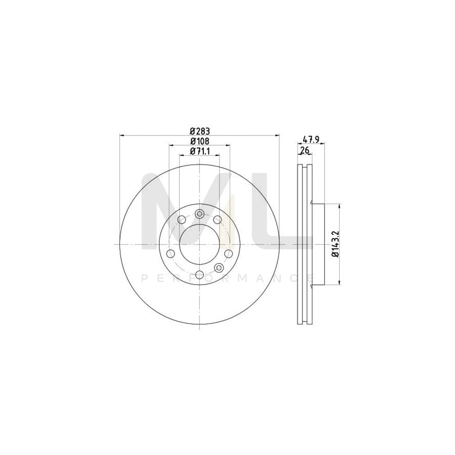 TEXTAR 92129400 Brake Disc for PEUGEOT 407 Internally Vented, without wheel hub, without wheel studs  - 1 piece