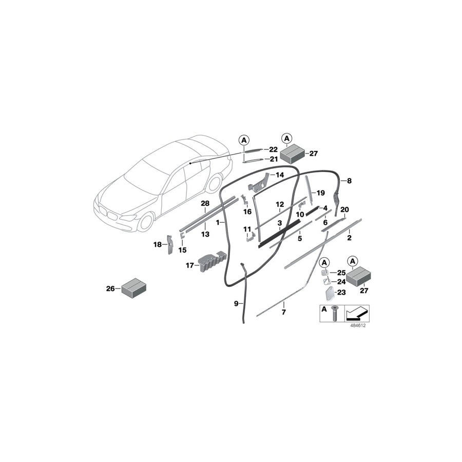 Genuine BMW 51357276232 F03 F03 Noise Insulator, Quarter Window, Inside (Inc. 750LiS & 760LiS)