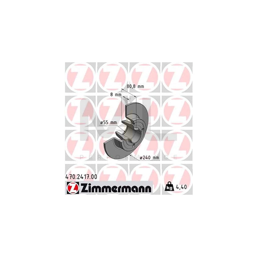 ZIMMERMANN 470.2417.00 Brake Disc Solid, without ABS sensor ring, without wheel bearing  - 1 piece