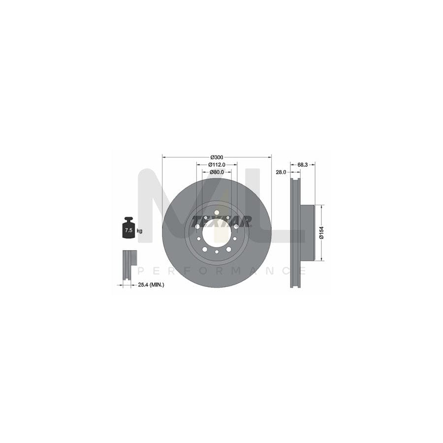 TEXTAR 92032500 Brake Disc suitable for MERCEDES-BENZ S-Class Internally Vented, without wheel hub, without wheel studs  - 1 piece