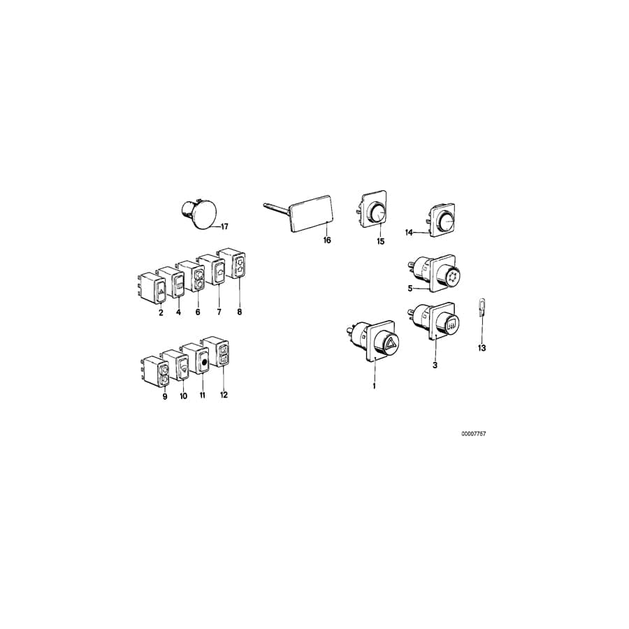 Genuine BMW 61311366494 E23 Switch Air Distribution Closed (Inc. 732i, 745i & 735i)