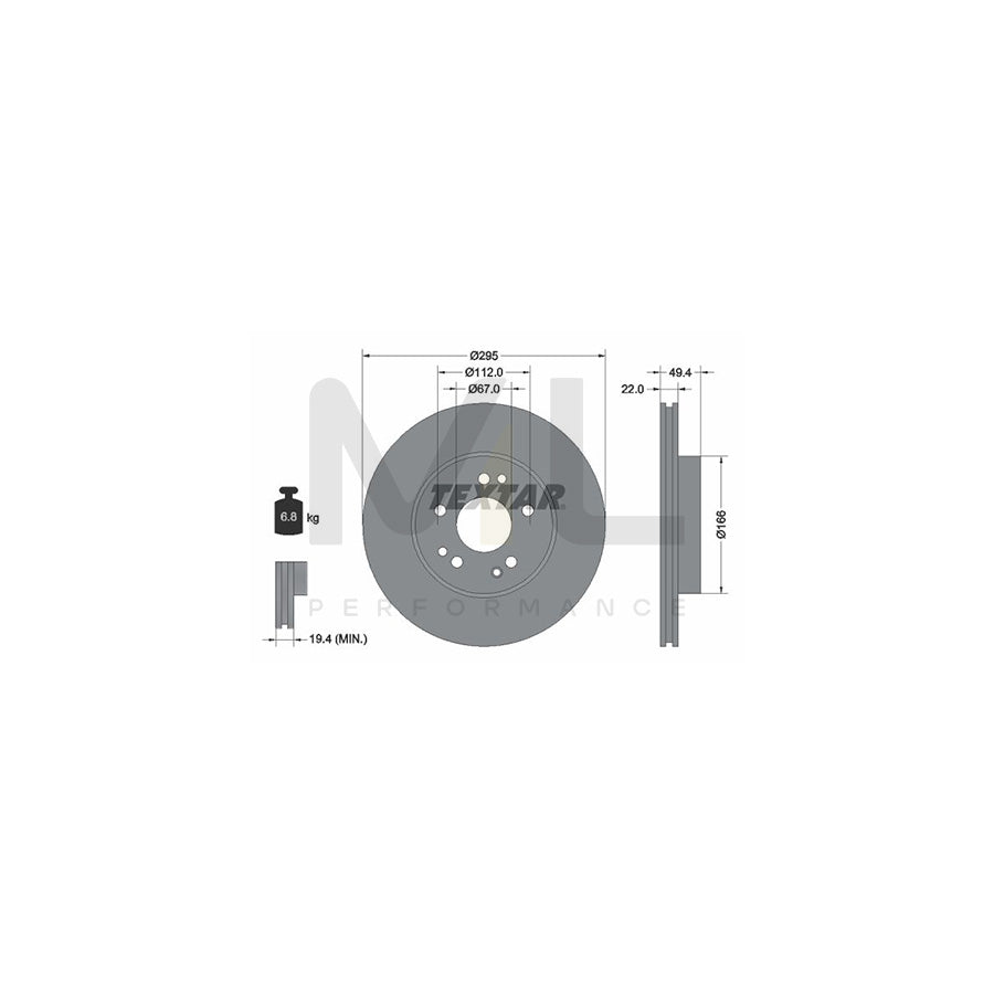 TEXTAR 92057300 Brake Disc Internally Vented, without wheel hub, without wheel studs  - 1 piece