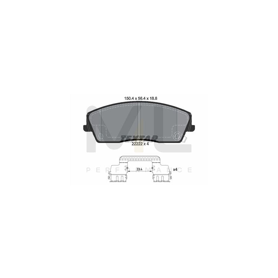 TEXTAR 2222201 Brake pad set with acoustic wear warning, with accessories