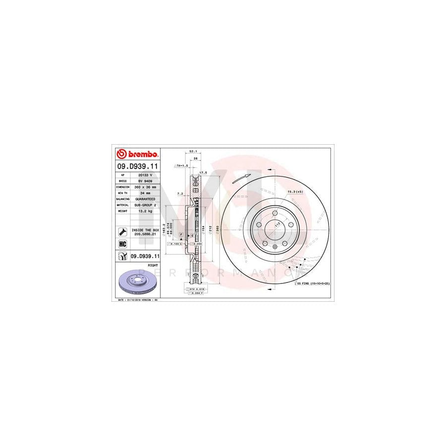 brembo-09-d939-11-brake-disc-for-porsche-macan-95b-internally-vented-slotted-coated-high-carbon-with-bolts-screws